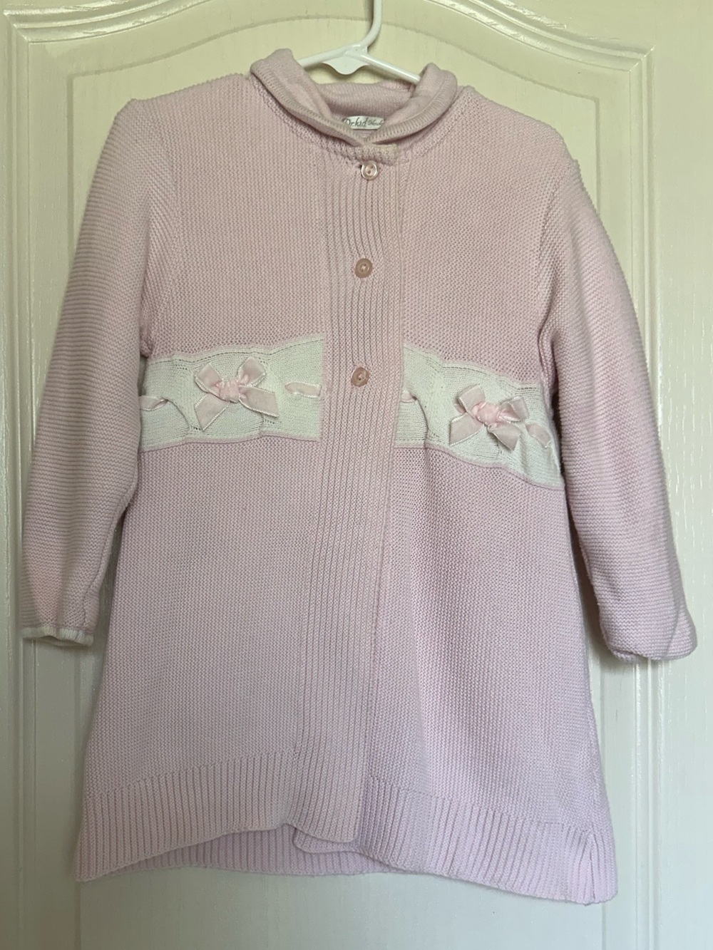 Dr. Kid Pink Bow Knit Cardigan Coat 24M
